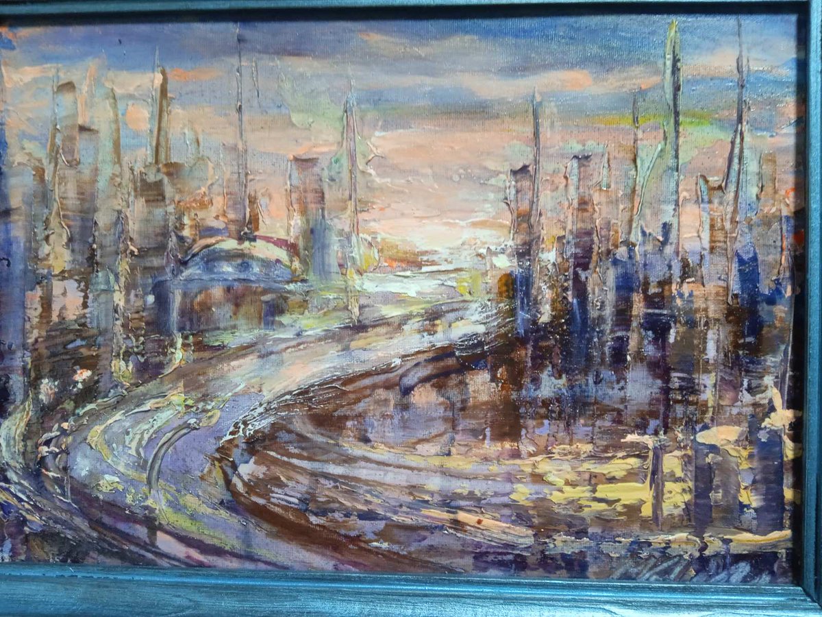 olegkremen26's tweet photo. Viktor Kobelyatsky, 1957 "Fata Morgana-3", "The City That Doesn't Exist" series, 2022 Author's concept from spontaneous to harmony oil and cold wax on canvas, 21 x 30 cm (А4) Located in Kremenchuk, Ukraine #Kobelyatsky #kvit #oilandcoldwax #painting #kremenchuk #ukraine https://t.co/pzHRjLukO8