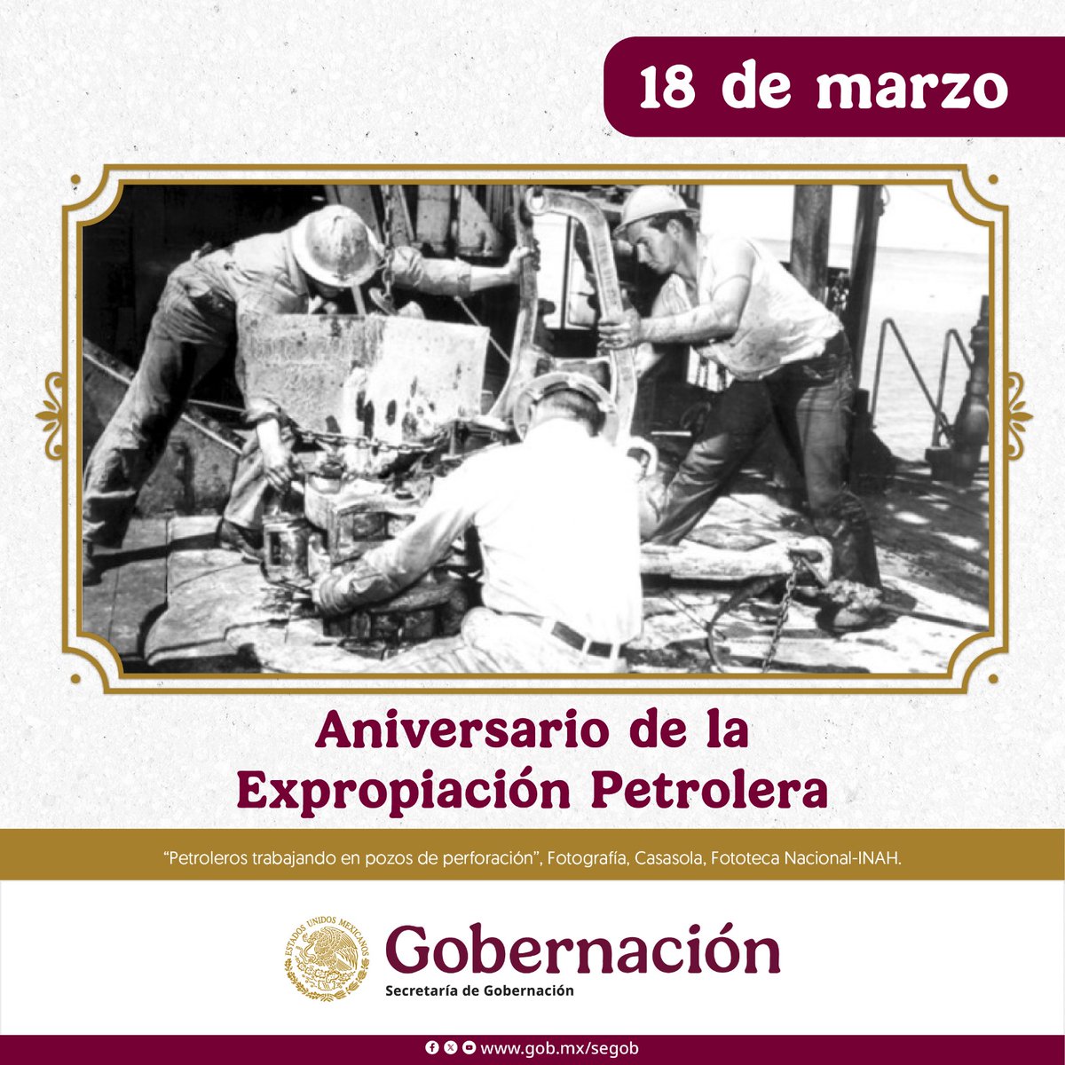 El 18 de marzo de 1938 se llevó a cabo la Expropiación Petrolera, hecho que marcó nuestra historia y soberanía como país.
Con este acto, el control de la industria petrolera regresó a México.
La Bandera Nacional se iza a toda asta.
Sugerencia: youtube.com/watch?v=--78hX…