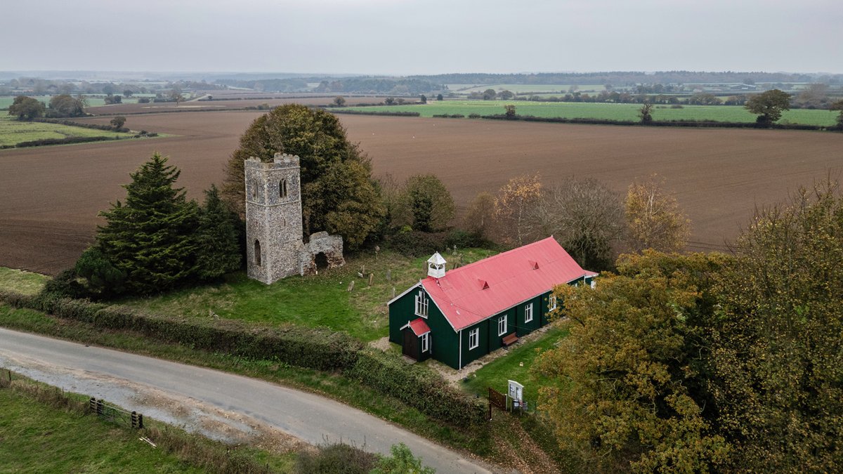 ChurchCamping's tweet photo. Would you like to stay somewhere truly extra-ordinary? Introducing St Mary Burgh Parva! This beautiful church from 1903 is a ‘tin tabernacle,’ a prefabricated and (supposedly) temporary place of worship. Now you can stay here overnight. Find out more: https://t.co/Y2MhpEd6Pz https://t.co/wNIAPLHKtr