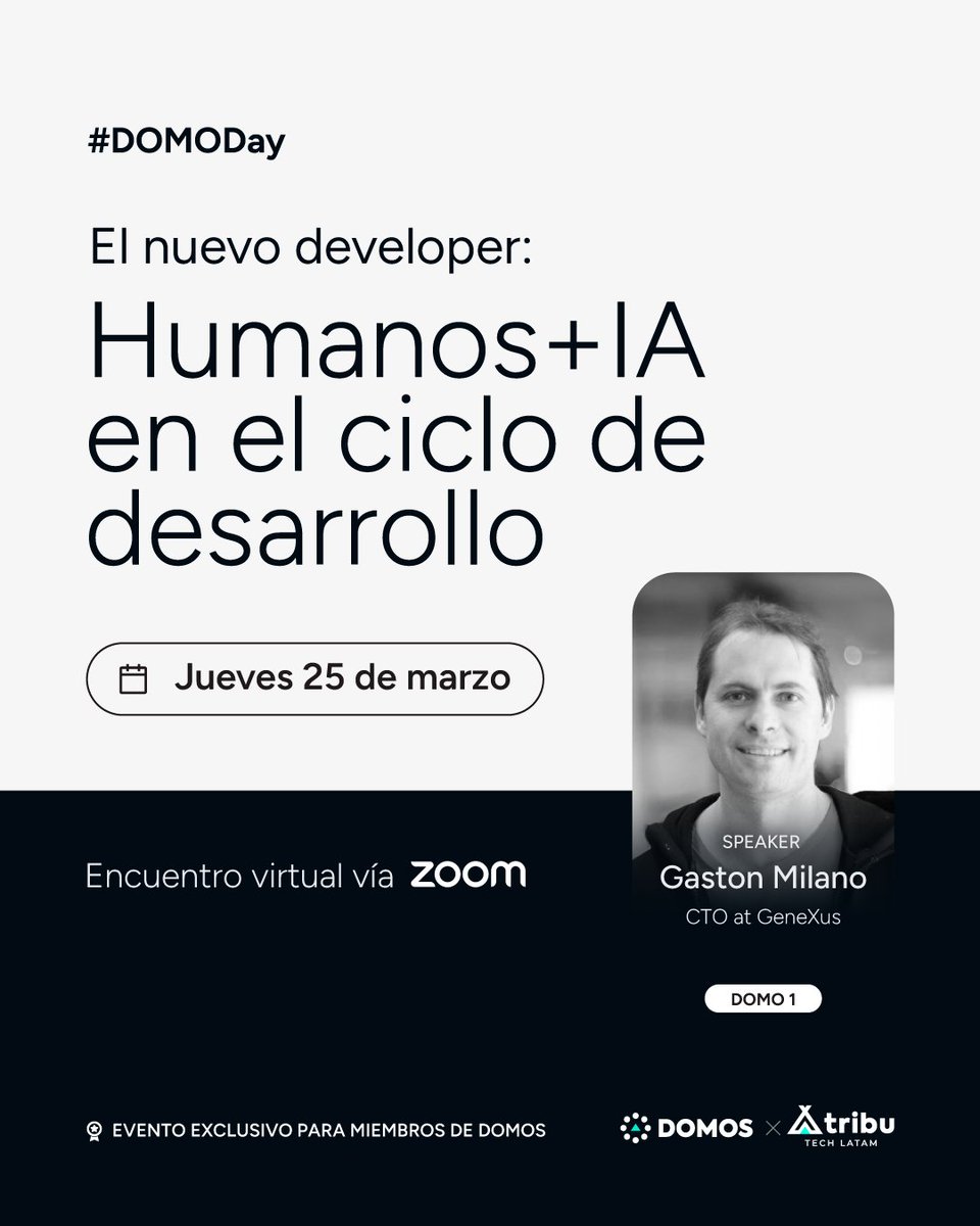 La inteligencia artificial ya está escribiendo, corrigiendo y optimizando código. ¿Qué implica esto para el futuro del desarrollo de software? Gaston Milano, CTO de GeneXus, estará en el próximo #DOMODay para compartir un caso real de resolución automática de bugs y abrir el