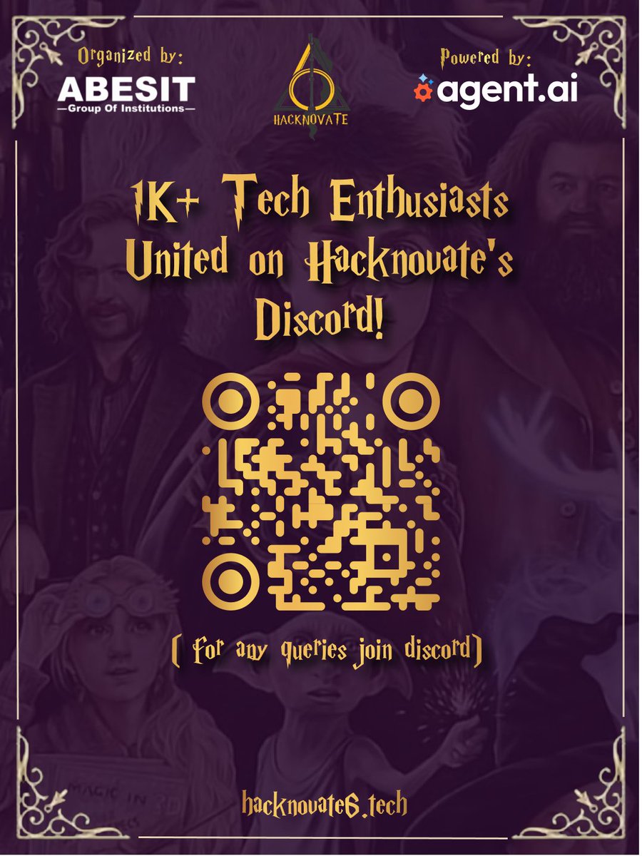 hacknovate's tweet image. "✨ Wingardium Leviosa! 🪄 Hacknovate6.0 has magically soared past 1000+ members on Discord! ⚡ Thank you for being a part of this enchanting journey. The magic has just begun! 🔮
#Abesit #flagshipevent #hacknovate #season6 #hackathon #StayTuned #magicmoments #TrendingNow
