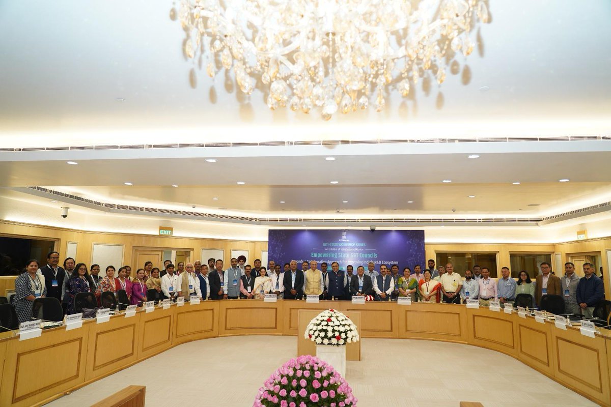 The Principal Scientific Adviser to the Government of India— Prof. Ajay Kumar Sood joined the inaugural session of the national workshop on the theme “𝐄𝐦𝐩𝐨𝐰𝐞𝐫𝐢𝐧𝐠 𝐒𝐭𝐚𝐭𝐞 𝐒&amp;𝐓 𝐂𝐨𝐮𝐧𝐜𝐢𝐥𝐬: 𝐓𝐨𝐰𝐚𝐫𝐝𝐬 𝐚 𝐂𝐨𝐥𝐥𝐚𝐛𝐨𝐫𝐚𝐭𝐢𝐯𝐞 𝐀𝐩𝐩𝐫𝐨𝐚𝐜𝐡 𝐟𝐨𝐫