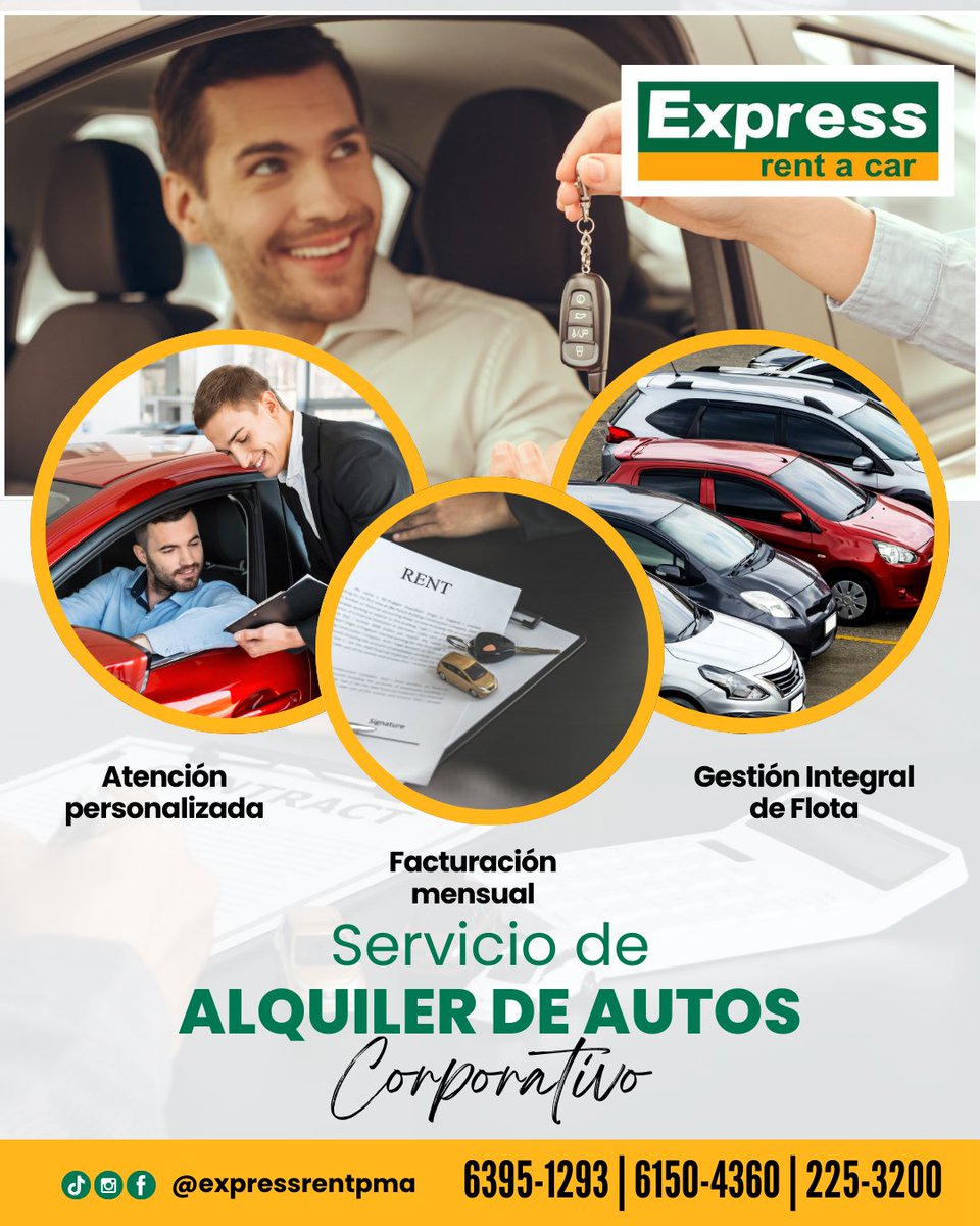 Expressrentpma's tweet photo. 🚘 Facilitamos la movilidad de tu empresa 🚘
🔹 Atención personalizada para cada necesidad
🔹 Facturación mensual para mayor control
🔹 Gestión integral de flota para tu tranquilidad

📲 Contáctanos: 6395-1293 | 6150-4360 | 225-3200

#ExpressRentACar #AutosCorporativos #Panamá https://t.co/6RfYBnRDQH