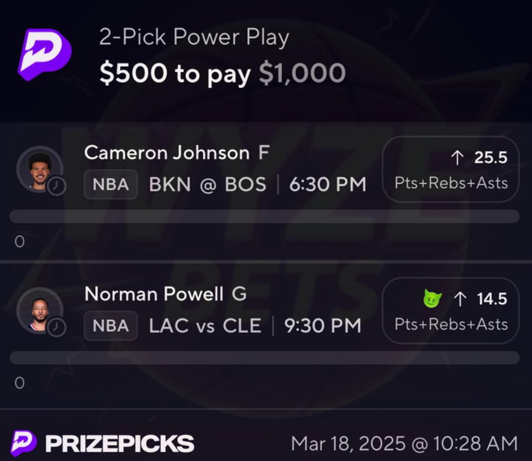 🌙 𝗟𝗮𝘁𝗲 𝗡𝗶𝗴𝗵𝘁 𝗡𝗕𝗔 𝗣𝗹𝗮𝘆 🏀 𝗜𝗙 𝘁𝗵𝗶𝘀 𝗽𝗮𝗿𝗹𝗮𝘆 𝗰𝗮𝘀𝗵𝗲𝘀 𝗜’𝗹𝗹 𝗚𝗜𝗩𝗘𝗔𝗪𝗔𝗬 $𝟱𝟬𝟬 𝘁𝗼 𝗦𝗢𝗠𝗘𝗢𝗡𝗘 𝘄𝗵𝗼 𝗟𝗜𝗞𝗘𝗦/𝗥𝗧’𝘀

𝗠𝗨𝗦𝗧 𝗯𝗲 𝗙𝗼𝗹𝗹𝗼𝘄𝗶𝗻𝗴 @wyzebets 

#GamblingX | #PrizePicks