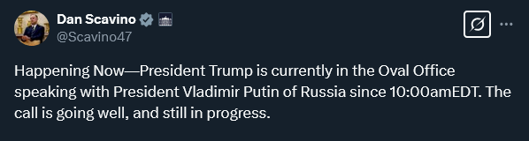 CryptooIndia's tweet image. JUST IN: 🇺🇸 🇷🇺 Trump is currently on a phone call with Putin - White House