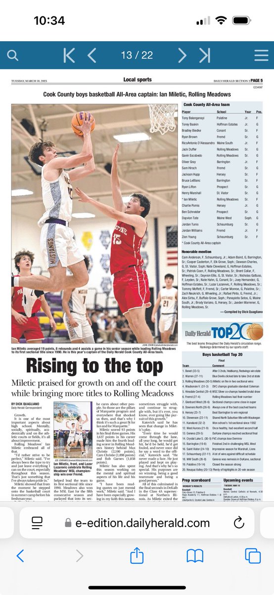 The Daily Herald Cook all area team is out