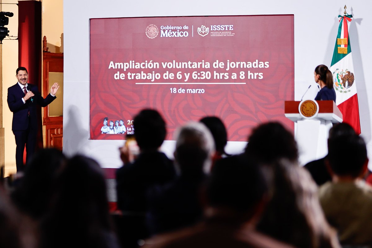 Vamos a emprender una reforma interna muy importante en el <a href="/ISSSTE_mx/">ISSSTE</a> que es la transición de las jornadas laborales de las y los trabajadores de la salud de 6 y 6:30 horas a 8 horas.

Se trata de una ampliación voluntaria y responde a una demanda de la base trabajadora. Esto
