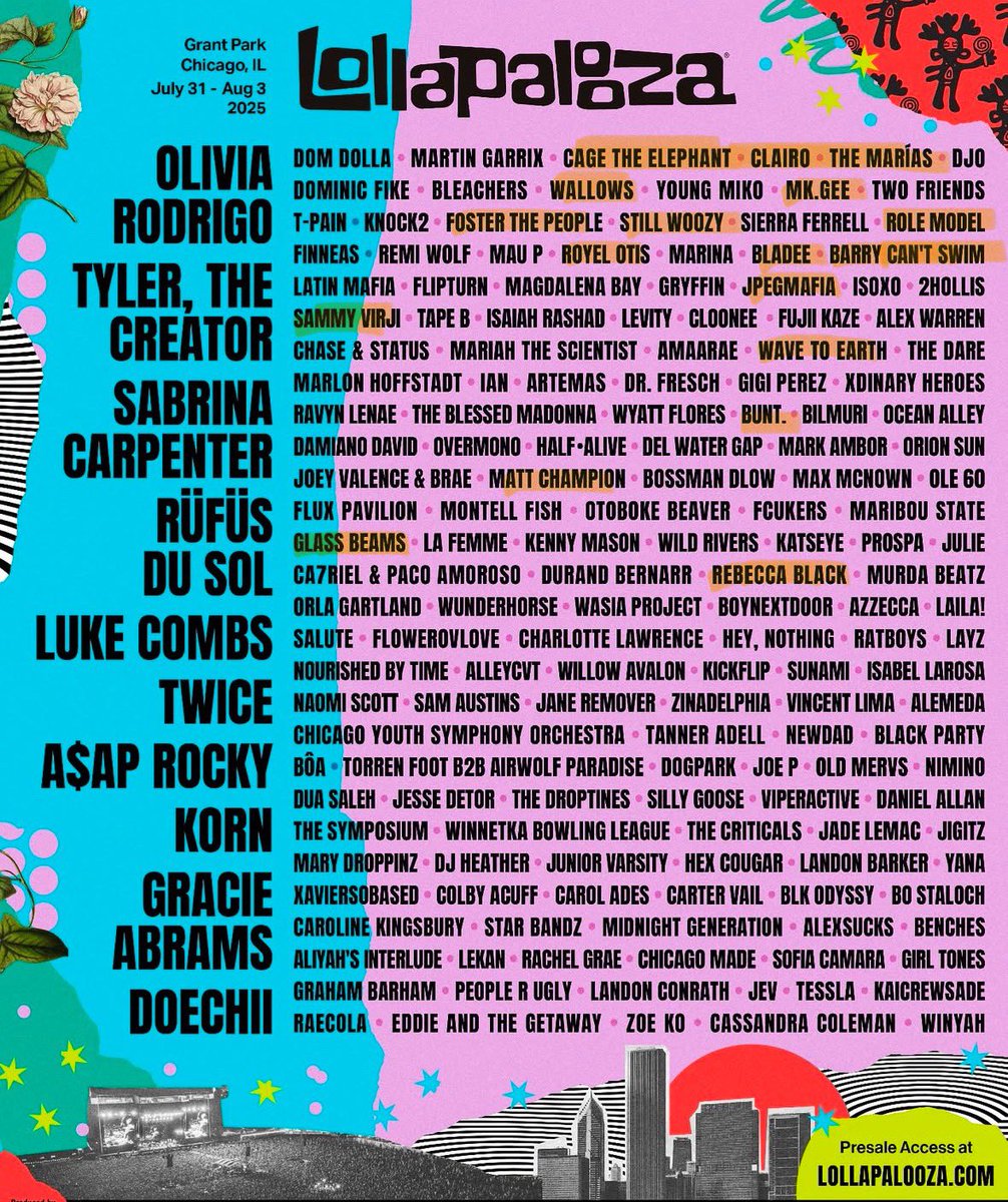 1855studios's tweet image. Not lolla dropping a fire lineup after telling myself I’m too old to go