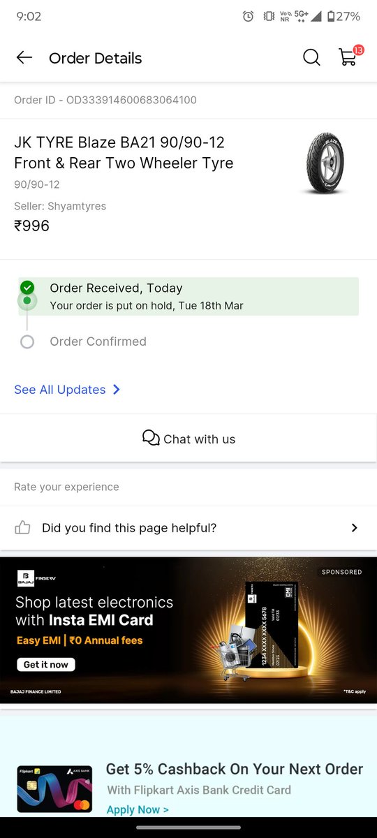 sanjay880816's tweet photo. @flipkartsupport Why My prepaid orders OD333914600683064100  
OD333914630218188100
are being on Hold and They are cancelling my orders because of pay later service.
Could you please look into this and provide an update? #Flipkart #CustomerService #OrderDelay" https://t.co/H9UteYVEBq