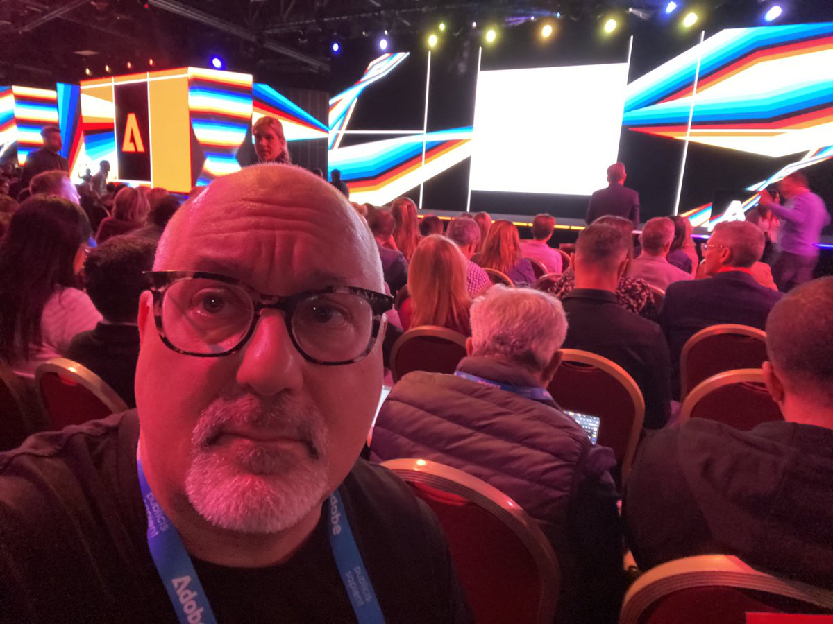 OK I and my #AI #agent are seated at <a href="/AdobeSummit/">Adobe Summit</a> #adobesummit2025. Let the keynotes begin.