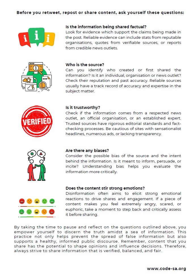 Campaign On Digital Ethics (@code_digiethics) on Twitter photo <a href="/KathradaFound/">Kathrada Foundation</a> Here's some tips when engaging with information. #BeAwareBeforeYouShare <a href="/KathradaFound/">Kathrada Foundation</a> Here's some tips when engaging with information. #BeAwareBeforeYouShare