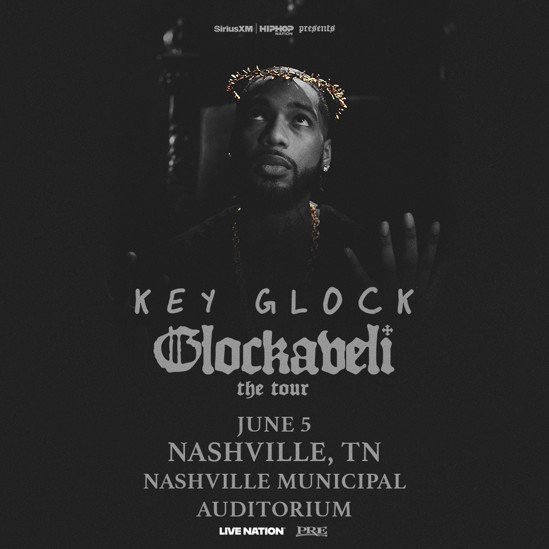 LET’S GO! 🔥 Key Glock is bringing the GLOCKAVELI TOUR to the Nashville Municipal Auditorium on June 5th! Tickets on sale this Friday, March 21st @ 10AM local. 😈

For more information, link our bio!