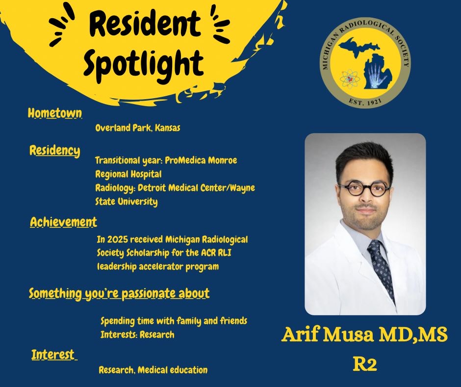 michiganradiologicalsociety (@michiganradiol1) on Twitter photo Featuring our new resident spotlight series! To nominate a resident from your program, please send the name to shannon@michigan-rad.org and please tell us why you think they should be nominated. We are excited to showcase the incredible talent of residents across Michigan! Featuring our new resident spotlight series! To nominate a resident from your program, please send the name to shannon@michigan-rad.org and please tell us why you think they should be nominated. We are excited to showcase the incredible talent of residents across Michigan!