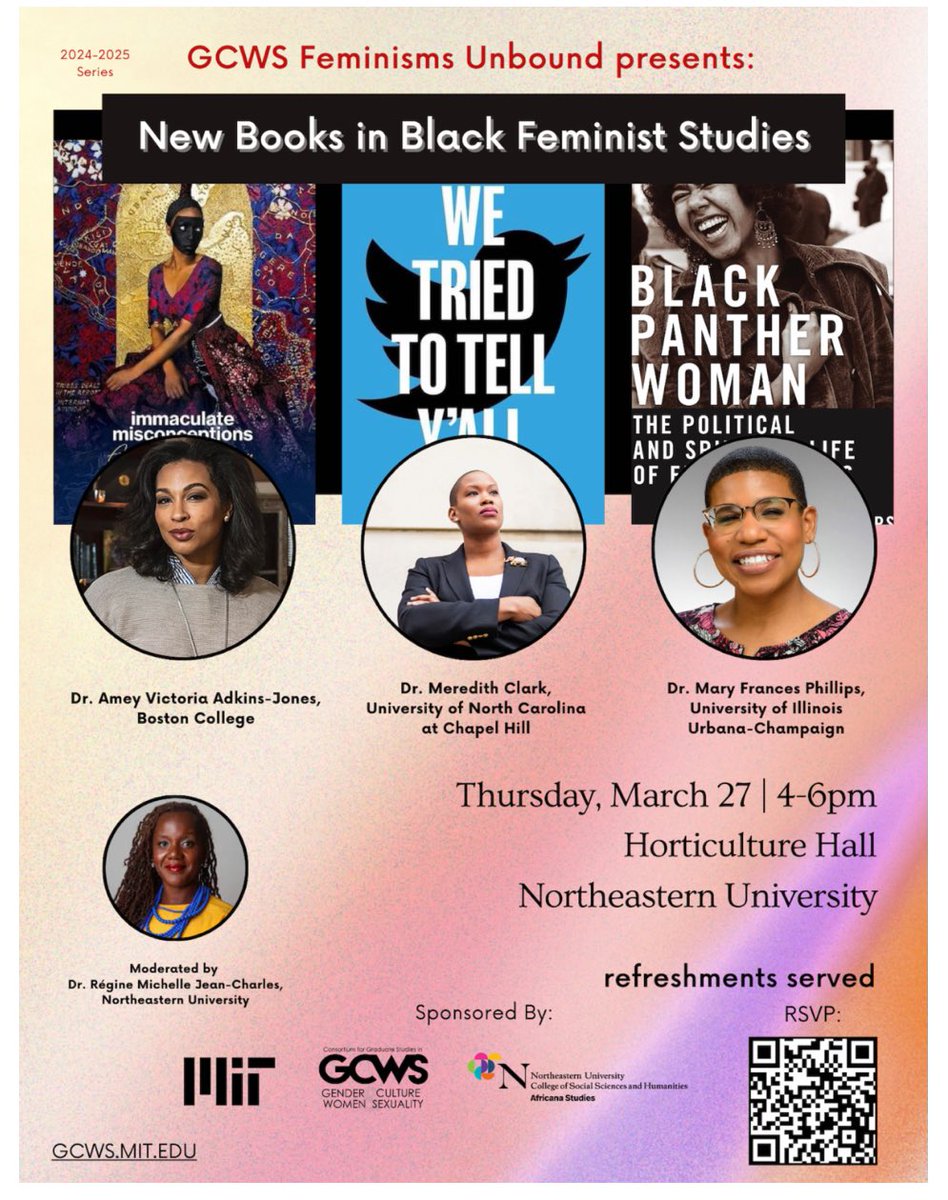 Dr. RĆ©gine #NoNewUSOccupation Jean-Charles (@reineayiti) on Twitter photo Join us on 3/27 for our final <a href="/nu_africana/">Northeastern Africana Studies Program</a> event āNew Books in Black Feminist Studiesā in conjunction with <a href="/GCWSatMIT/">GCWS</a> we are excited to welcome back Dr. Meredith Clark & welcome <a href="/mfphillips/">Mary Phillips</a> Dr. Amey Victoria Adkins-Jones to campus Join us on 3/27 for our final <a href="/nu_africana/">Northeastern Africana Studies Program</a> event āNew Books in Black Feminist Studiesā in conjunction with <a href="/GCWSatMIT/">GCWS</a> we are excited to welcome back Dr. Meredith Clark & welcome <a href="/mfphillips/">Mary Phillips</a> Dr. Amey Victoria Adkins-Jones to campus