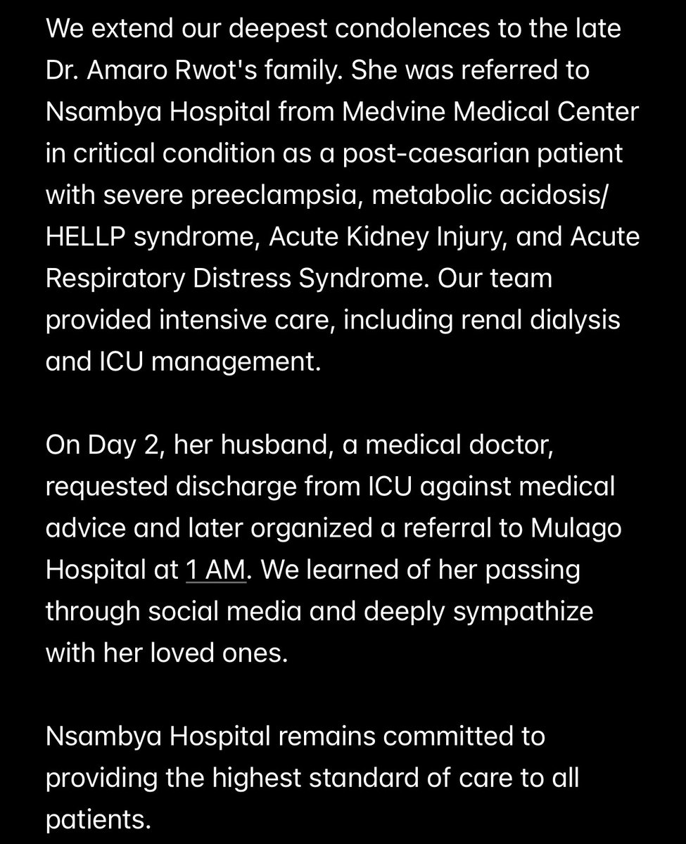 St. Francis Hospital Nsambya (@nsambyahospital) on Twitter photo We appreciate your concern.
Our official statement on this matter is as follows:
👇
#NsambyaHospital
We remain committed to providing the highest standards of care for All.
Cc <a href="/DrOtileUg/">Jacob Otile, MD</a> We appreciate your concern.
Our official statement on this matter is as follows:
👇
#NsambyaHospital
We remain committed to providing the highest standards of care for All.
Cc <a href="/DrOtileUg/">Jacob Otile, MD</a>