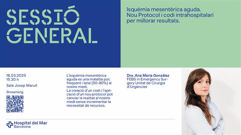 Hospital del Mar (@hospitaldelmar) on Twitter photo Ja podeu recuperar la nova #SessionsGeneralsHMAR
Presentació sobre 'Isquèmia mesentèrica aguda. Nou Protocol i codi intrahospitalari per millorar resultats', a càrrec de la Dra. Ana Maria González <a href="/AMGC_Surg/">Ana González, MD, PhD, FEBS Em Surg</a>
👇👇👇
youtube.com/live/4JzUA59EE… Ja podeu recuperar la nova #SessionsGeneralsHMAR
Presentació sobre 'Isquèmia mesentèrica aguda. Nou Protocol i codi intrahospitalari per millorar resultats', a càrrec de la Dra. Ana Maria González <a href="/AMGC_Surg/">Ana González, MD, PhD, FEBS Em Surg</a>
👇👇👇
youtube.com/live/4JzUA59EE…
