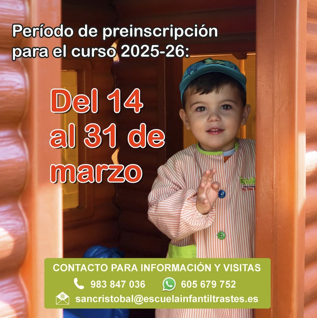 Sabemos lo importante que es la conciliación familiar para los trabajadores. Por eso, los empleados del Polígono San Cristóbal tienen a su disposición la escuela infantil Trastes en C/Plata 39. 
📅 Abierto el plazo de preinscripción para el curso 2025/2026. Atento al plazo 👇