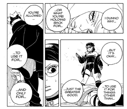 So it's pretty much confirmed Sarada is in love with Boruto and her entire Sharingan power is tied to it! #BorutoTwoBlueVortexchapter20