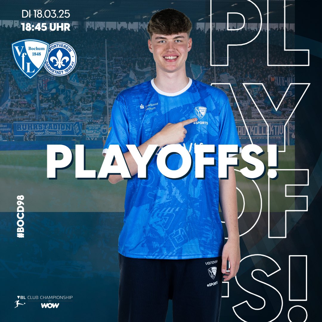 VfL Bochum 1848 eSports-Team (@vfl1848esports) on Twitter photo ๐ฅ๐ฃ๐๐๐ฌ๐ข๐๐๐ฆ๐ฅ Ein Sieg trennt uns von der Finalrunde der VBL Club Championship.
โข โข โข โข โข โข โข โข โข โข โข โข โข
๐ <a href="/SV98_eFootball/">SV98_eFootball</a>
โฐ 18:45 Uhr
๐ <a href="/vbl_official/">VBL | WOW VIRTUAL BUNDESLIGA</a>
โถ๏ธ VBLCC Playoffs
๐๏ธ Twitch โก๏ธ vbl_official
#๏ธโฃ #BOCD98 ๐ฅ๐ฃ๐๐๐ฌ๐ข๐๐๐ฆ๐ฅ Ein Sieg trennt uns von der Finalrunde der VBL Club Championship.
โข โข โข โข โข โข โข โข โข โข โข โข โข
๐ <a href="/SV98_eFootball/">SV98_eFootball</a>
โฐ 18:45 Uhr
๐ <a href="/vbl_official/">VBL | WOW VIRTUAL BUNDESLIGA</a>
โถ๏ธ VBLCC Playoffs
๐๏ธ Twitch โก๏ธ vbl_official
#๏ธโฃ #BOCD98