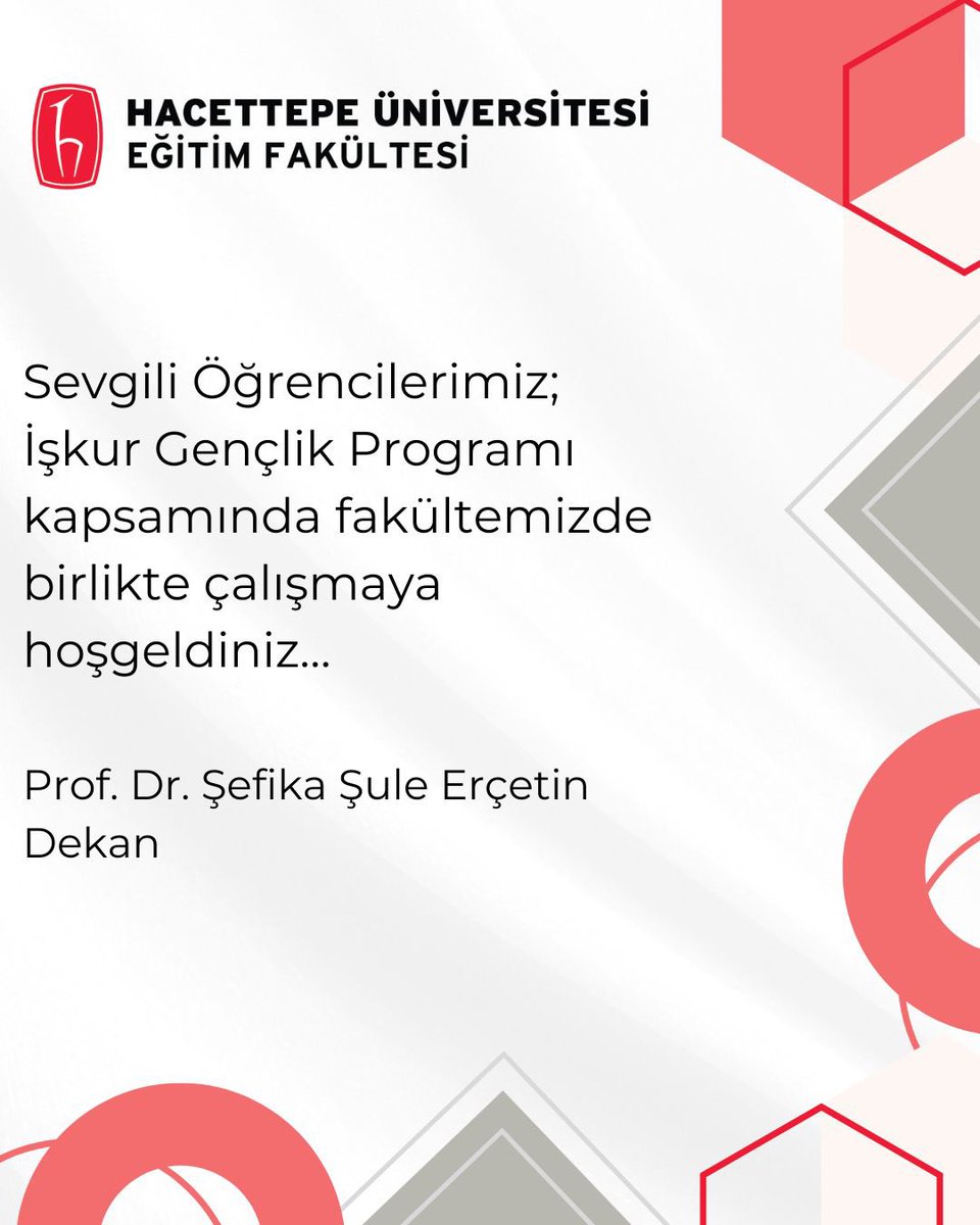 Sevgili öğrencilerimiz, İşkur Gençlik Programı kapsamında fakültemizde birlikte çalışmaya hoşgeldiniz…🇹🇷❤️

<a href="/csgbakanligi/">T.C. Çalışma ve Sosyal Güvenlik Bakanlığı</a> <a href="/Hacettepe1967/">Hacettepe Üniversitesi</a>