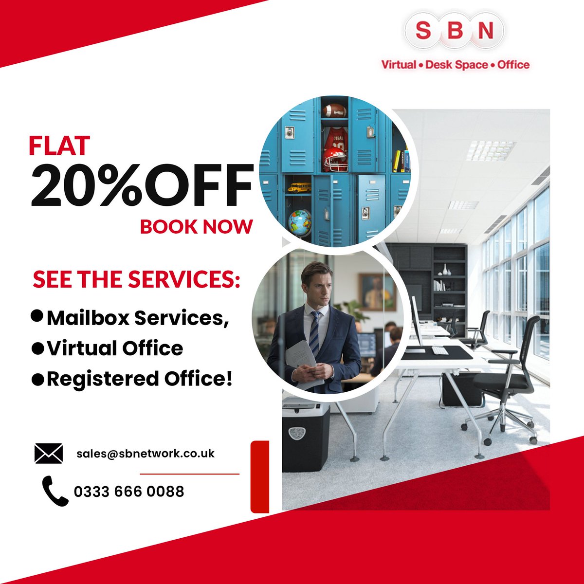 🌟 Exciting News! 🌟 Get 20% OFF on our Mailbox Services, Virtual Office, and Registered Office solutions!  
📞 Contact us today to learn more!
sbnetwork.co.uk
 #virtualoffice #officeservices #servicesinlondon #england #working #services #topservice #london