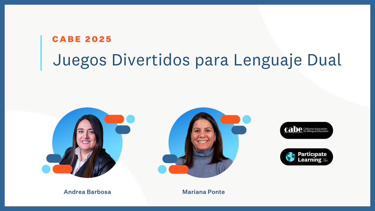 Strengthen phonics, oracy, and writing in your #DualLanguage classroom! 💪📚📝 Join <a href="/andreitabarbosa/">Andrea Barbosa</a> and <a href="/MarianaPontePL/">Mariana Ponte</a> at #CABE2025 for Juegos Divertidos para Lenguaje Dual—a structured literacy approach with fun, engaging strategies!

📅 March 28, 1:30 p.m. | Long Beach,