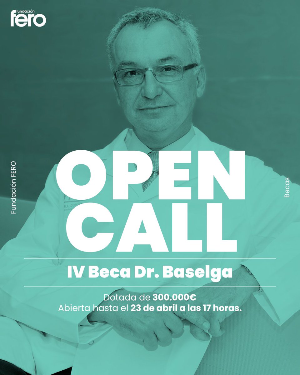 📢Convocatoria abierta: IV BECA FERO DR. BASELGA📢 
Buscamos líderes excepcionales en investigación oncológica para la beca más emotiva de FERO. 
Puedes ver toda la información a través de este link: lnkd.in/diVTFKrb 
¡Esperamos tu solicitud! #becaFERO #drBaselga #cancer