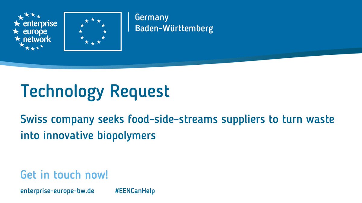 ♻️ A Swiss company🇨🇭 is looking for primarily European partners that are willing to supply or upcycle eco-friendly alternative-plastic granules using food side-streams or agricultural waste.

Get in touch ➡  t1p.de/innovative-bio…

#EENCanhelp #EEN_Deutschland
