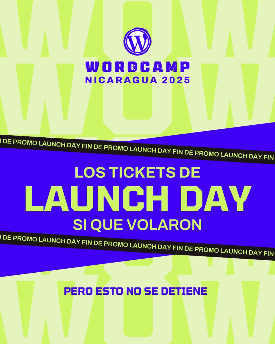 WordCampNic's tweet photo. 🔥 ¡Los tickets de Launch Day volaron! 🔥

Pero esto sigue… FASE EARLY BIRD ACTIVADA. 🔓
🎟️ 20% de descuento disponible por tiempo limitado.
🔗 Asegurá el tuyo: https://t.co/aAWb3VDMXZ

#WCNI2025 #WordPressNic #LaDisrupciónIniciaAquí https://t.co/sfKEq1aFCx