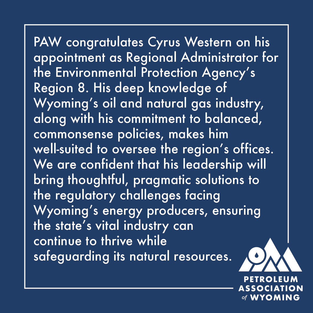 Our statement on the appointment of <a href="/CyrusWestern/">Cyrus Western</a> as EPA Region 8 Director.