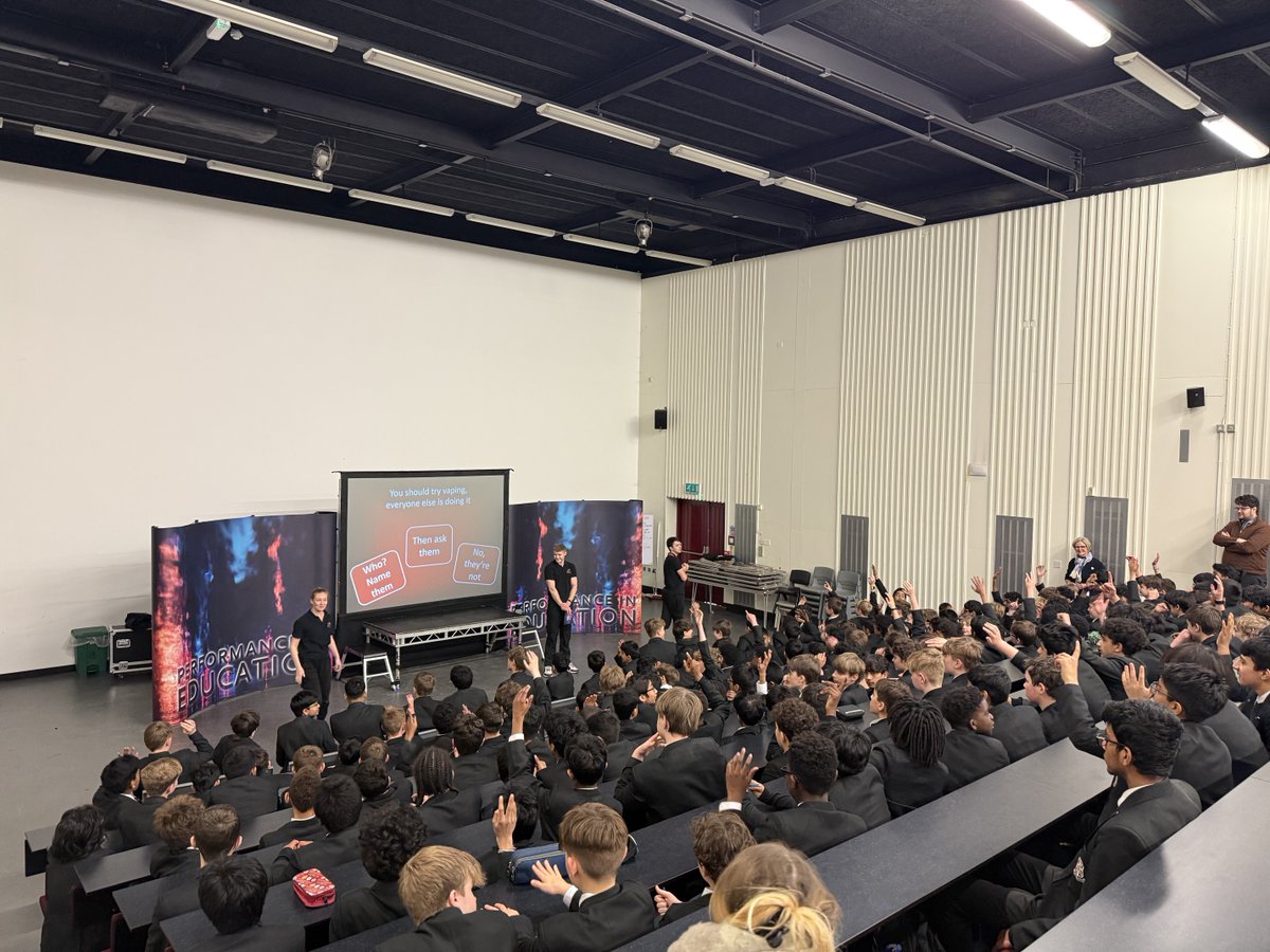 Last week, Year 8 took part in a powerful workshop on nicotine addiction, vaping, and their effects. A huge thank you to Performance in Education for delivering such an engaging and informative session. A hard-hitting and important message for our students. #NicotineAwareness
