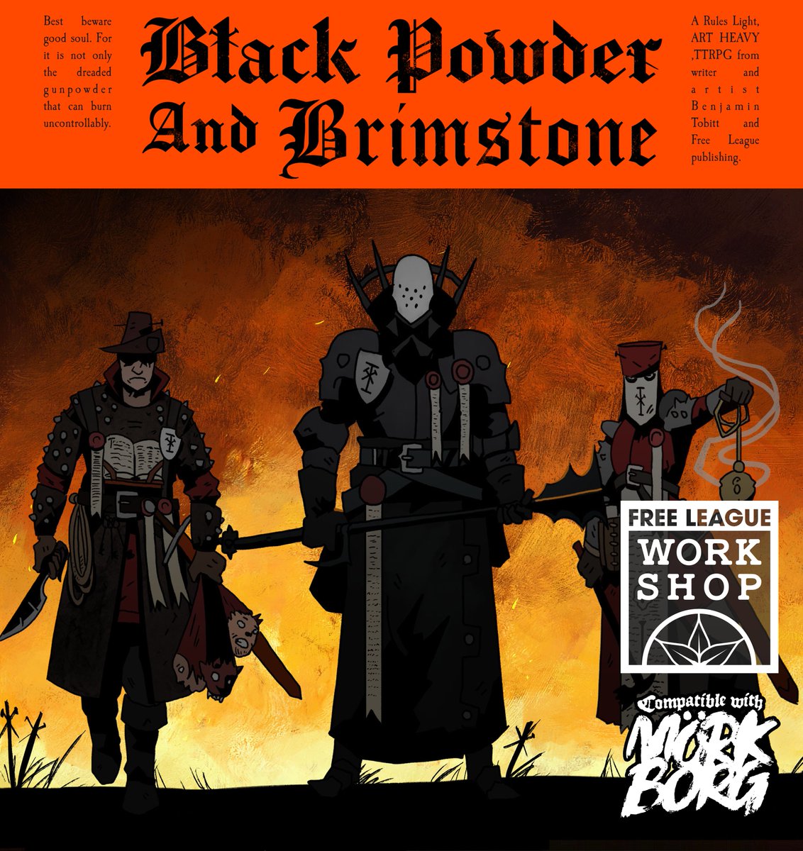 BenjaminTobitt's tweet image. Buy Black Powder and Brimstone here on the Free League website!
freeleaguepublishing.com/shop/black-powโฆ