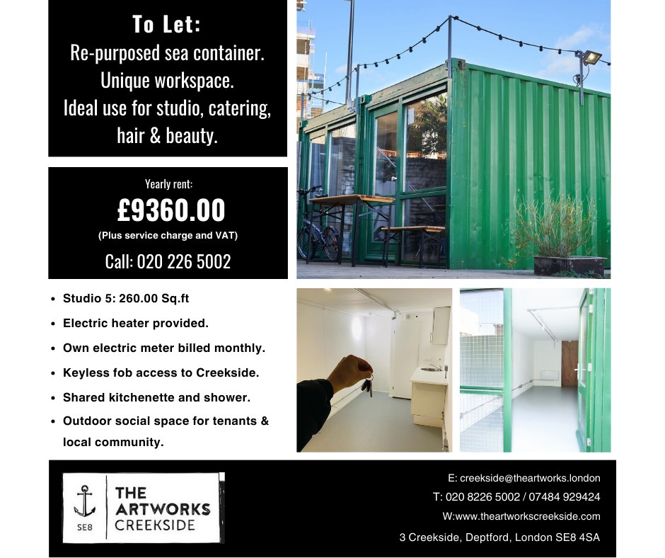 We have space available for your next project/business.  Contact us directly for a viewing! 

#deptford #lewisham