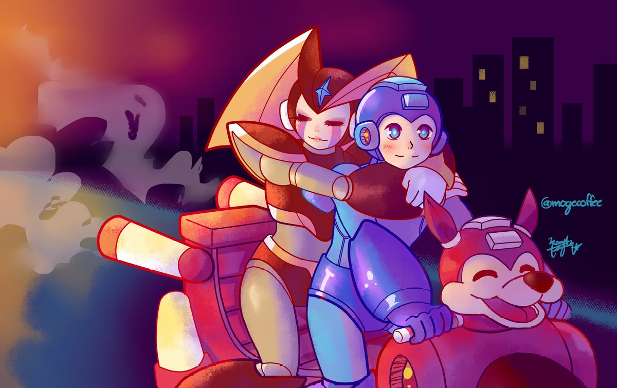 SyaniDesiree's tweet photo. Les comparto otra maravillosa comisión Forterock/Bassrock hecha por @mogecoffee ya que el post original ya no está disponible.
Bass, Mega Man y Rush salen de paseo 🥰💖
#Forterock #Bassrock #MegaMan #FemaleBass https://t.co/BoAqChyS15
