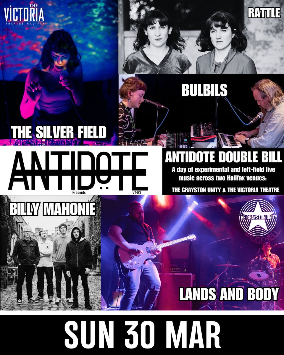 Victoria Theatre Hx (@victheatre) on Twitter photo Join us on Sun 30 Mar* for our Antidote Double Bill <a href="/GraystonThe/">Grayston Unity</a> & <a href="/VicTheatre/">Victoria Theatre Hx</a>
Billy Mahonie & Lands and Body <a href="/GraystonThe/">Grayston Unity</a>
ποΈ *3:15pm | Β£12
tinyurl.com/yjzucpxr
The Silver Field, Bulbils & Rattle <a href="/VicTheatre/">Victoria Theatre Hx</a>
ποΈ *6:30pm | Β£9.75
tinyurl.com/2pz4pftx
<a href="/zadanzig/">Andy Abbott</a> Join us on Sun 30 Mar* for our Antidote Double Bill <a href="/GraystonThe/">Grayston Unity</a> & <a href="/VicTheatre/">Victoria Theatre Hx</a>
Billy Mahonie & Lands and Body <a href="/GraystonThe/">Grayston Unity</a>
ποΈ *3:15pm | Β£12
tinyurl.com/yjzucpxr
The Silver Field, Bulbils & Rattle <a href="/VicTheatre/">Victoria Theatre Hx</a>
ποΈ *6:30pm | Β£9.75
tinyurl.com/2pz4pftx
<a href="/zadanzig/">Andy Abbott</a>