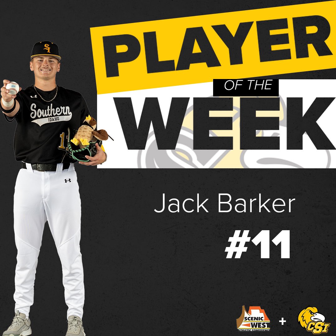 And for the 4th time this season Jack Barker earns SWAC player of the week, sporting a .647 batting average with 4 doubles, 6 RBI, 3 stolen bases
