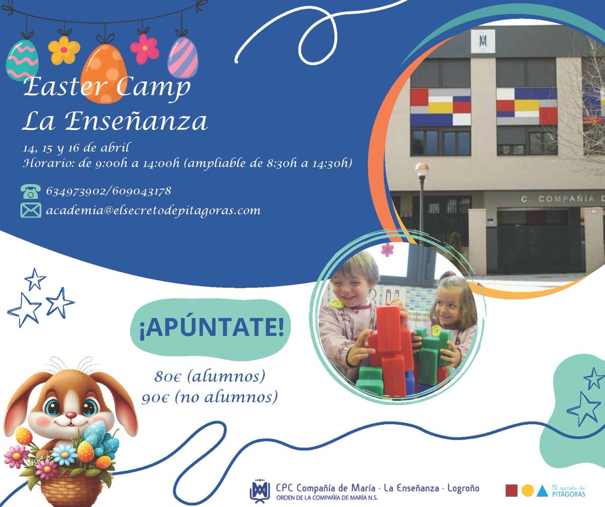 Easter Camp 2025 🐰
Vive unas vacaciones en Compañía! 
¿Cuándo? Los días 14, 15 y 16 de abril. De 9.00 a 14.00
¿Dónde? Colegio La Enseñanza.
¡Apúntate!
#laenseñanzaquequieres #SiempreEnCompañía 
#EnglishCamp