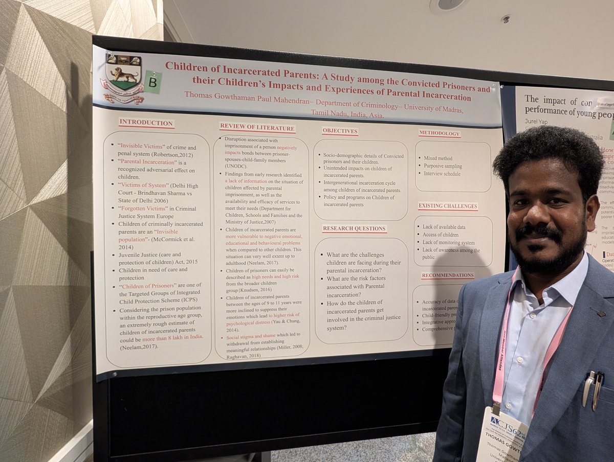 PhSoCr's tweet photo. Two University of Madras PhD candidates, @thomasgowtham08 (Criminology) and @Vigneshwaran92V (Criminology-Defence Studies), attended the ACJS Doctoral Summit in Denver, USA, March 2025. ACJS gave free registration and stay, but they paid for flights themselves. (1/12)