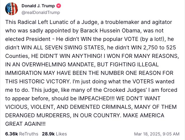 asmamk's tweet image. Chief Justice John Roberts response — 

“For more than two centuries, it has been established that impeachment is not an appropriate response to disagreement concerning a judicial decision,” he said in a statement. “The normal appellate review process exists for that purpose.”