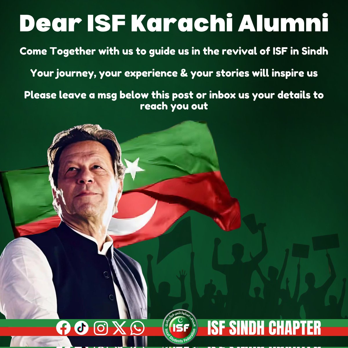 ISFKhiChapter's tweet photo. تمام آئی ایس ایف کراچی سابقین سے گزارش ہے کہ ہم سے رابطہ کریں!
ہم سابقین کو ایک پلیٹ فارم پر اکٹھا کرنا چاہتے ہیں تاکہ ان کے تجربات اور کامیابیوں سے آئی ایس ایف کے نوجوانوں کو رہنمائی ملے۔
اس مشن کا حصہ بنیے اور ہمارے ساتھ جُڑیں۔
#ISFAlumni #ISFKarachi #InsafStudentFederation https://t.co/Q4iA7HUDW6