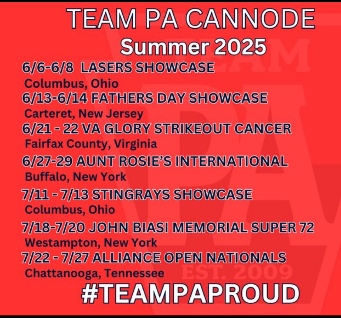 Summer 2025 Schedule!!