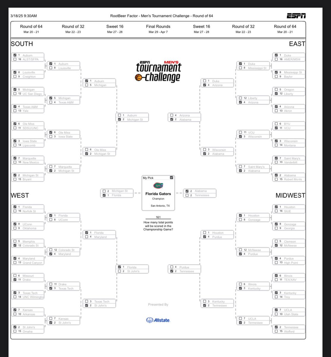 EffectBeer36727's tweet image. Check out the upsets! #NCAA #MarchMadness