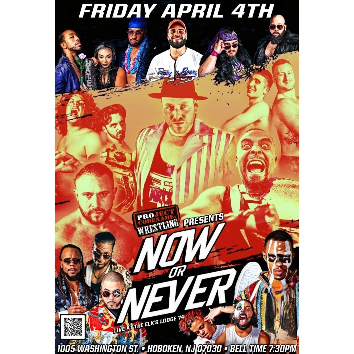 PROject codename: WRESTLING (@project_cw) on Twitter photo It's #NOWorNever on Friday April 4 in Hoboken NJ! #thePROject returns fresh off the #NWAonTour event! 🎟 ⬇️
simpletix.com/e/project-code…
*Trios Match*
ODIFC ( <a href="/ElJhonnySantos/">El Jhonny Santos</a> <a href="/HesBiGCuZZO/">BiG CuZZO</a> <a href="/ABSOLUTEKAGE/">The Absolute Kris Kage</a> )
vs The Flock ( <a href="/Himihndxx/">Himi Hendrix</a> <a href="/MaxBane7/">Max Bane</a> <a href="/JasonVoid86d/">Jason Void</a> )
#HappyHour #ProWrestling It's #NOWorNever on Friday April 4 in Hoboken NJ! #thePROject returns fresh off the #NWAonTour event! 🎟 ⬇️
simpletix.com/e/project-code…
*Trios Match*
ODIFC ( <a href="/ElJhonnySantos/">El Jhonny Santos</a> <a href="/HesBiGCuZZO/">BiG CuZZO</a> <a href="/ABSOLUTEKAGE/">The Absolute Kris Kage</a> )
vs The Flock ( <a href="/Himihndxx/">Himi Hendrix</a> <a href="/MaxBane7/">Max Bane</a> <a href="/JasonVoid86d/">Jason Void</a> )
#HappyHour #ProWrestling