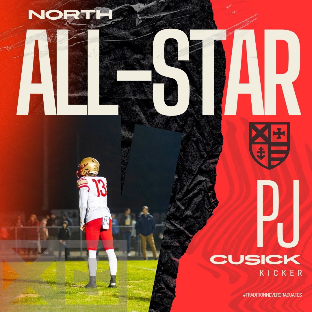 Congrats to Kicker PJ Cusick and Student Manager Rosie Yurechko on being named to the IFCA North All-Star Team! Game will be Friday July 11th at 7pm @ Decatur Central High School! #TraditionNeverGraduates