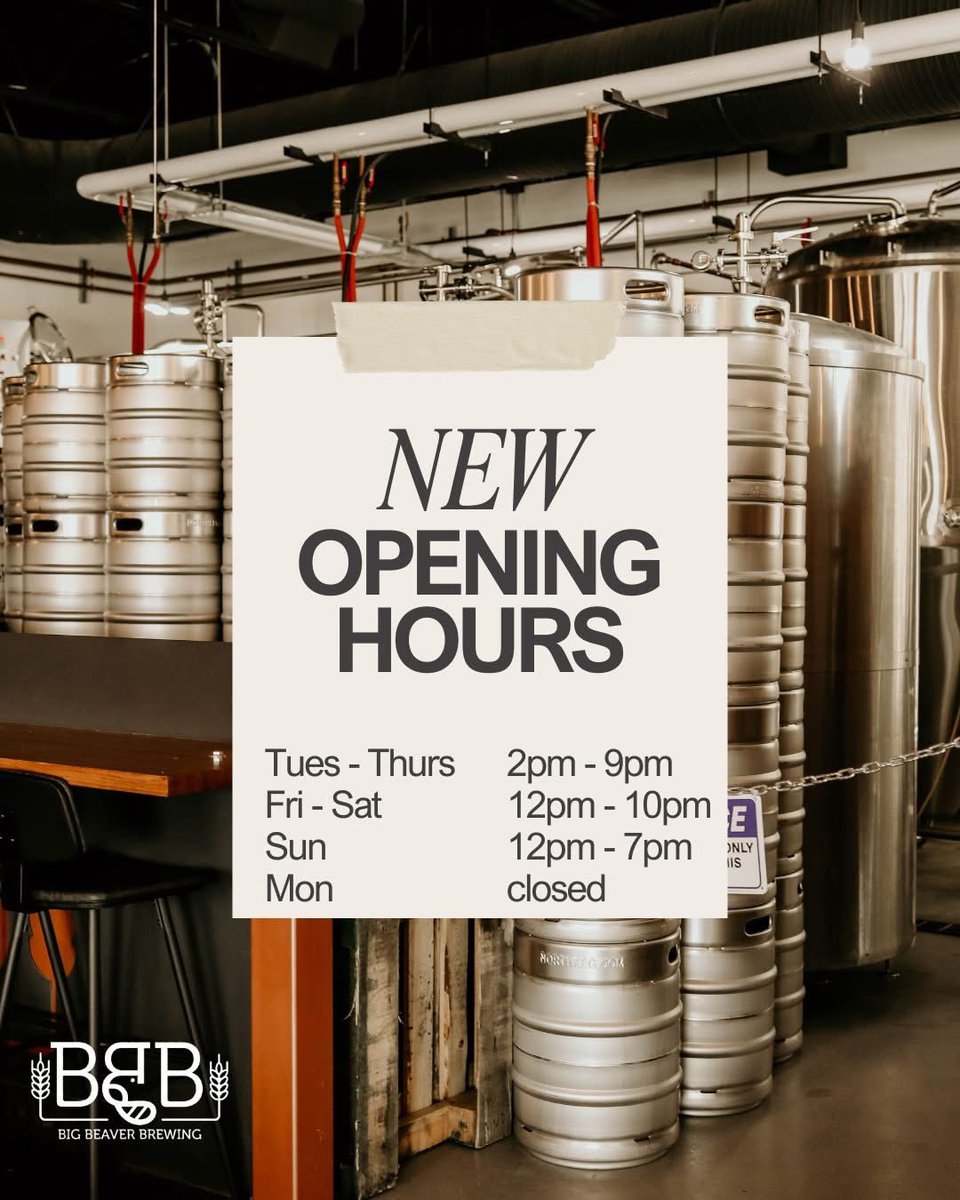 New hours starting TODAY!

#Okotoks #ExploreOkotoks #okotoksbusiness #okotokssmallbusiness  #AlbertaCraftBeer #DrinkLocal #CraftBrew #OkotoksEvents #SupportLocal #BeerTasting #BreweryTour #okotoksrestaurant #OkotoksNightlife #HappyHour