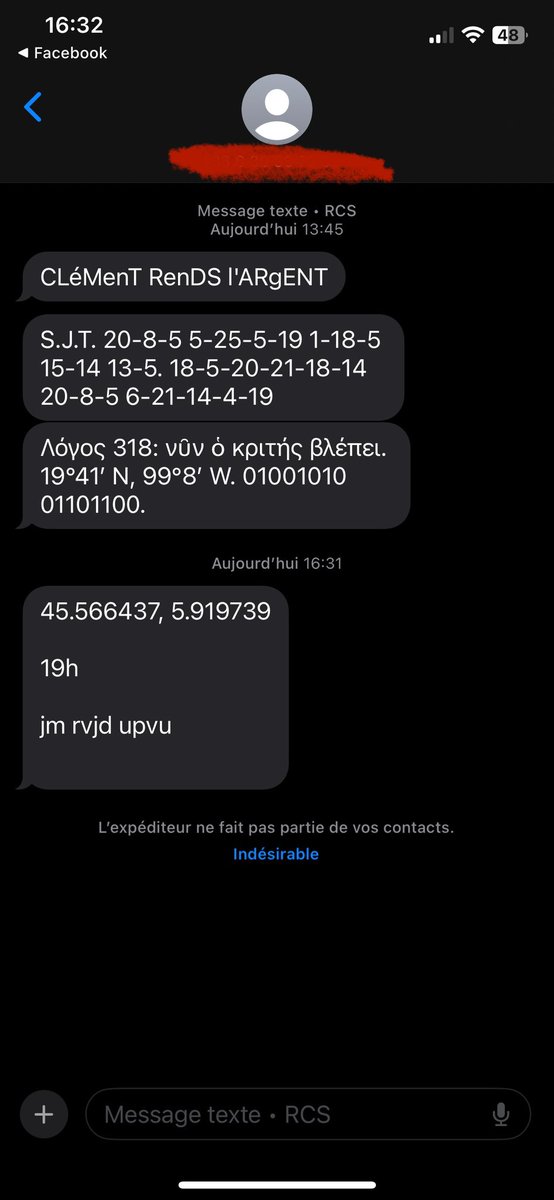 Ok internet ! J’ai besoin de votre avis, j’ai reçu un sms chelou ! 🤔 Qu’est ce que ça veut dire ?! On dirait un message codé 🔍 C’est un peu flippant non ?? #mystère