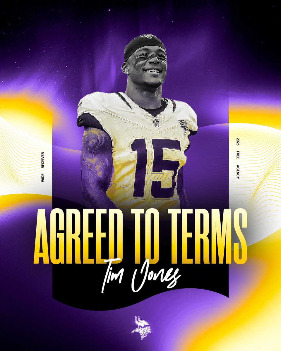 Vikings's tweet photo. The #Vikings have agreed to terms with WR @Timnjones5.

📰: https://t.co/i6cvRrN9Jb https://t.co/1XM5GqIAvH