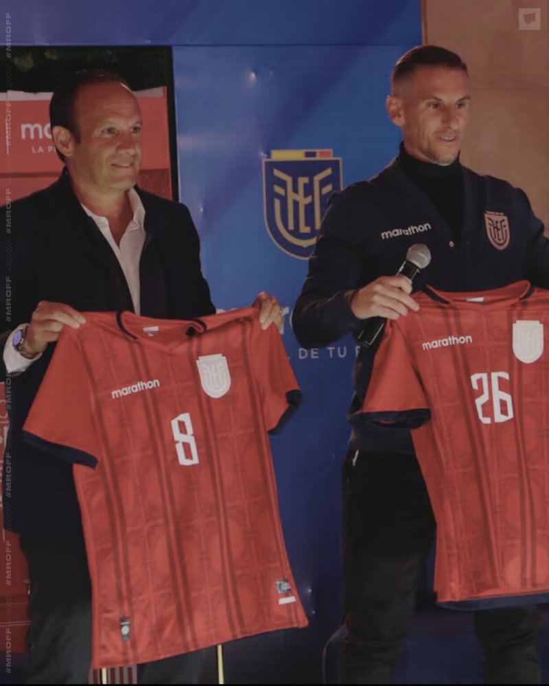 MrOFFSIDER's tweet image. Hoy desde las 18:30 PM Marathon presentará una nueva camiseta para Ecuador conmemorando los 100 años de la FEF que se utilizará para lo que resta de las Eliminatorias.