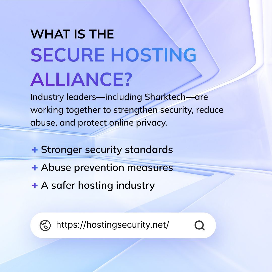 Secure Hosting Alliance works to improve hosting security, reduce abuse, and protect privacy, with providers like Sharktech leading the effort. 
🔗 Read more: hostingsecurity.net 

#securehosting #hostingindustry #cloudsecurity #hostingprovider