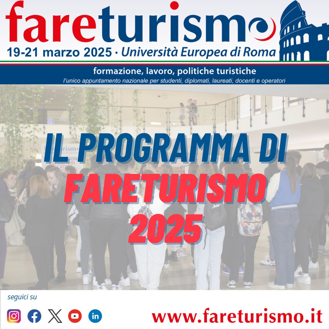 𝗣𝗮𝗿𝘁𝗲 𝗾𝘂𝗲𝘀𝘁𝗮 𝗺𝗮𝘁𝘁𝗶𝗻𝗮 𝗙𝗮𝗿𝗲𝗧𝘂𝗿𝗶𝘀𝗺𝗼 𝟮𝟬𝟮𝟱 - 𝗘𝗰𝗰𝗼 𝗶𝗹 𝗽𝗿𝗼𝗴𝗿𝗮𝗺𝗺𝗮 𝗰𝗼𝗺𝗽𝗹𝗲𝘁𝗼
fareturismo.it/programma-2025/

𝗣𝗿𝗲𝗻𝗼𝘁𝗮 𝗶𝗹 𝘁𝘂𝗼 𝗰𝗼𝗹𝗹𝗼𝗾𝘂𝗶𝗼:
👉fareturismo.it/colloqui-azien…
➡ fareturismo.it